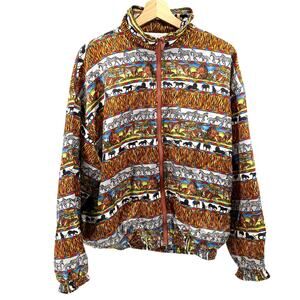 Vintage 90s Solare Sporta Multicolor Safari Graphic Zip Up Track Jacket